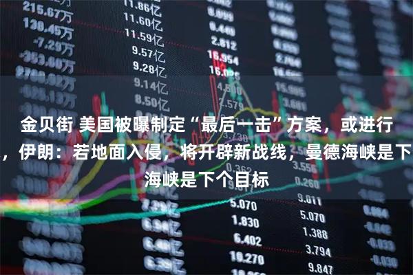 金贝街 美国被曝制定“最后一击”方案,或进行地面战,伊朗:若地面入侵,将开辟新战线,曼德海峡是下个目标