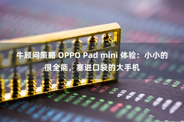 牛顾问策略 OPPO Pad mini 体验：小小的很全能，塞进口袋的大手机