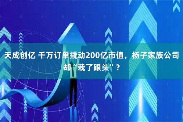 天成创亿 千万订单撬动200亿市值，杨子家族公司却“栽了跟头”？